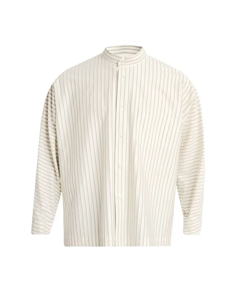 Homme Plisse Issey Miyake Men's Stripe Band Collar Button-Down Shirt