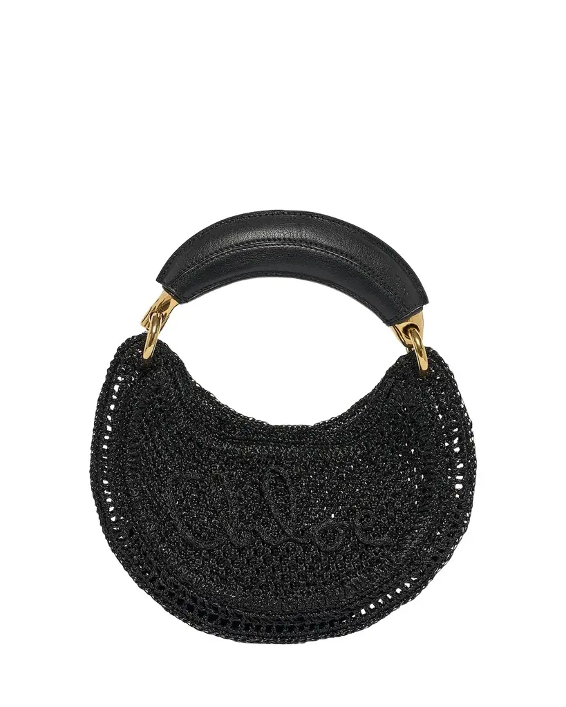 Chloe Summer Banana Mini Hobo Bag in Metallic Crochet