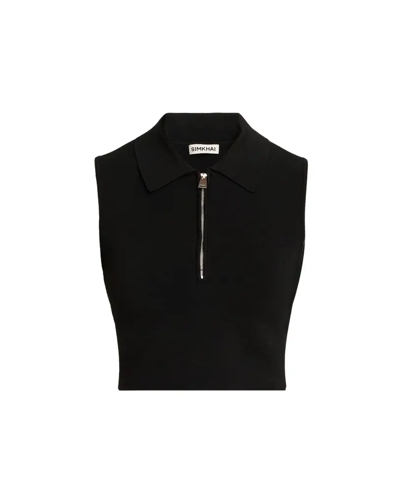 SIMKHAI Tatum Sleeveless Half-Zip Top