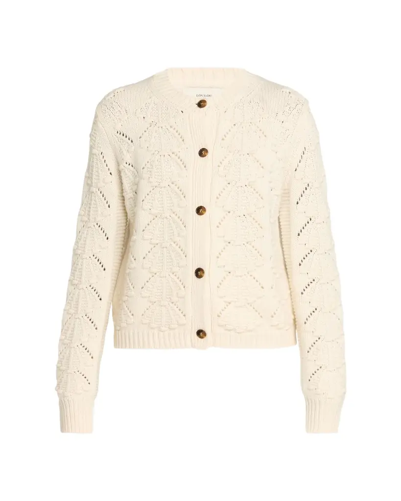 Loulou De Saison Bach 3D Shell Knit Crewneck Cardigan