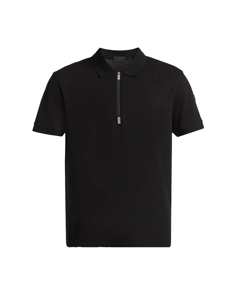 Moncler Men's Logo Cotton Piquet Half-Zip Polo Shirt