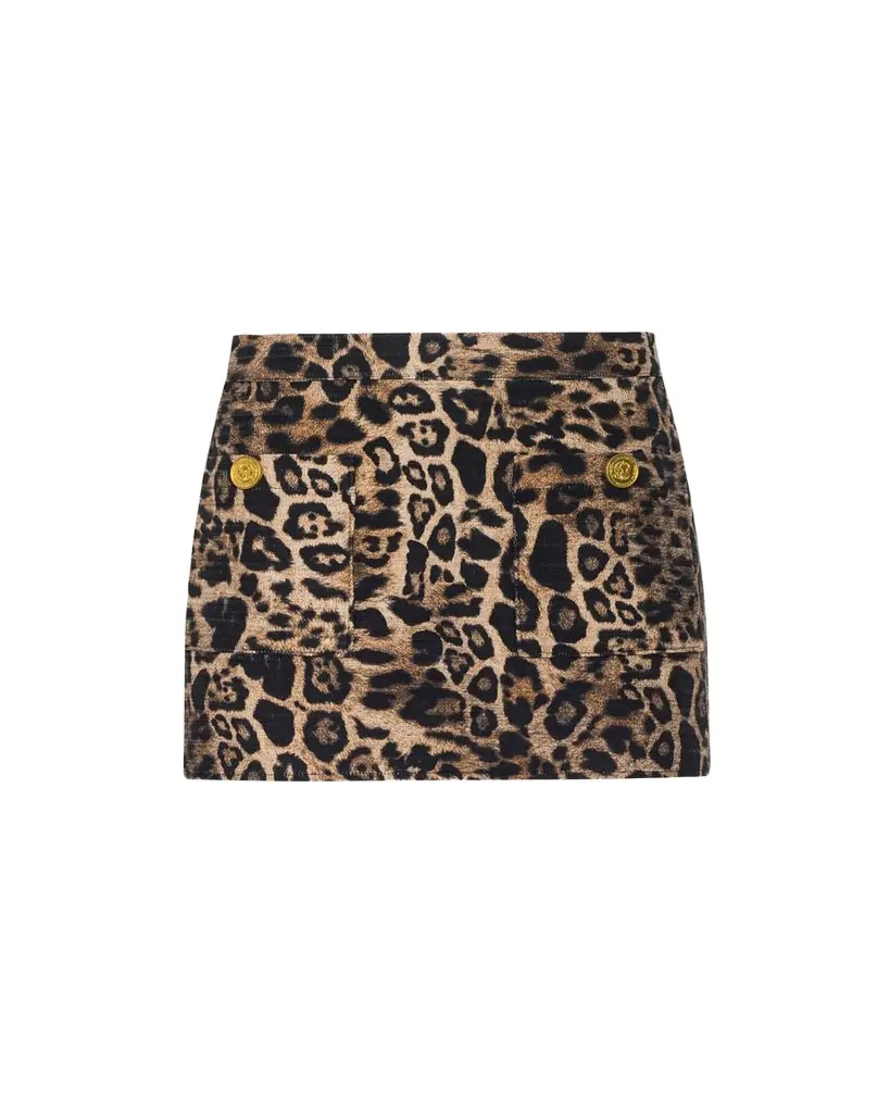 L'Agence Cyra Leopard Tweed Low-Rise Mini Skirt