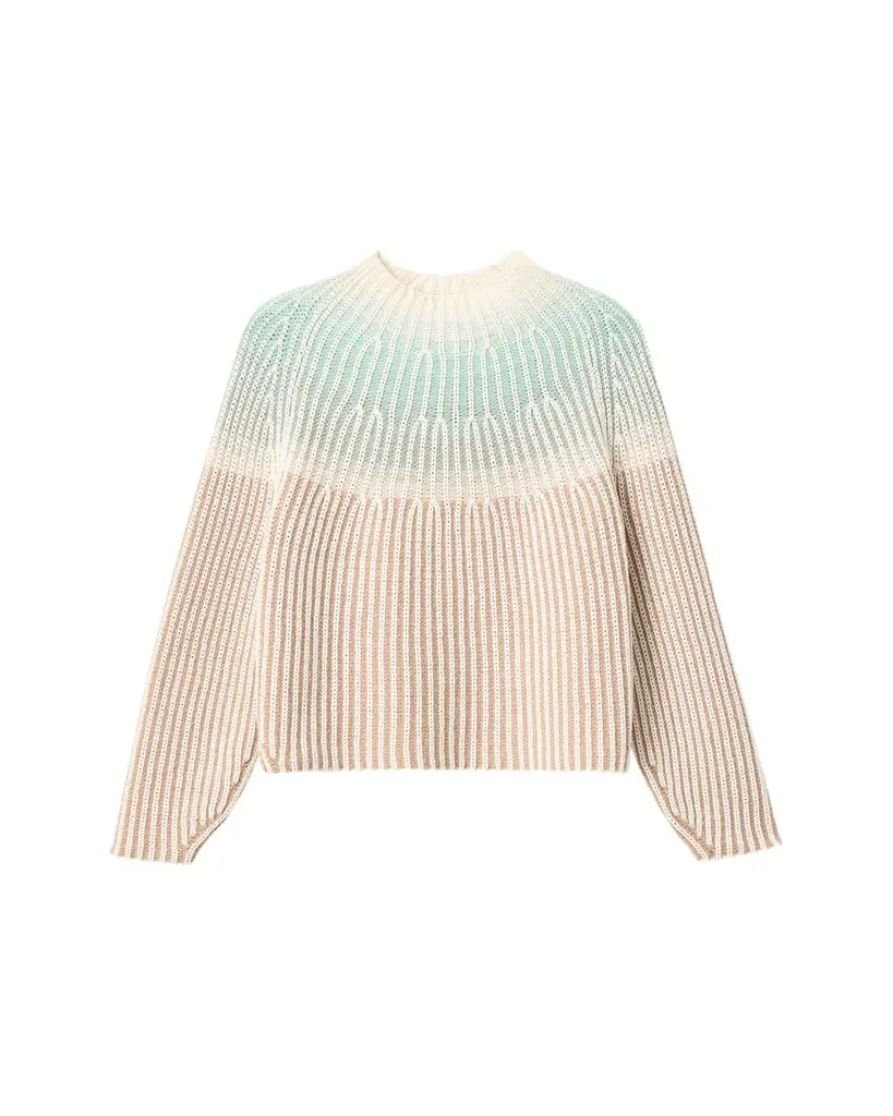 Lafayette 148 New York Ombre Wool-Cashmere Rib Knit Sweater