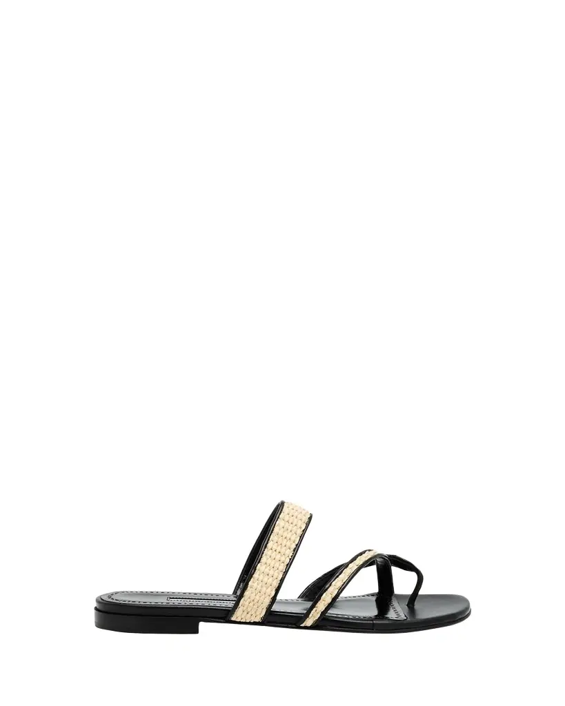 Manolo Blahnik Susara Woven Flat Slide Sandals