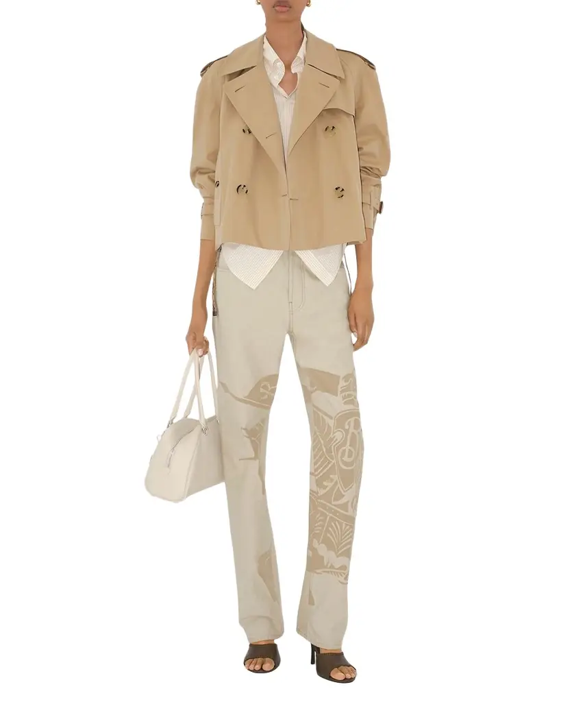 Burberry Haltye Cropped Gabardine Trench Jacket