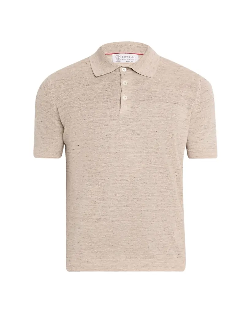 Men's Linen and Cotton Heathered Polo Shirt