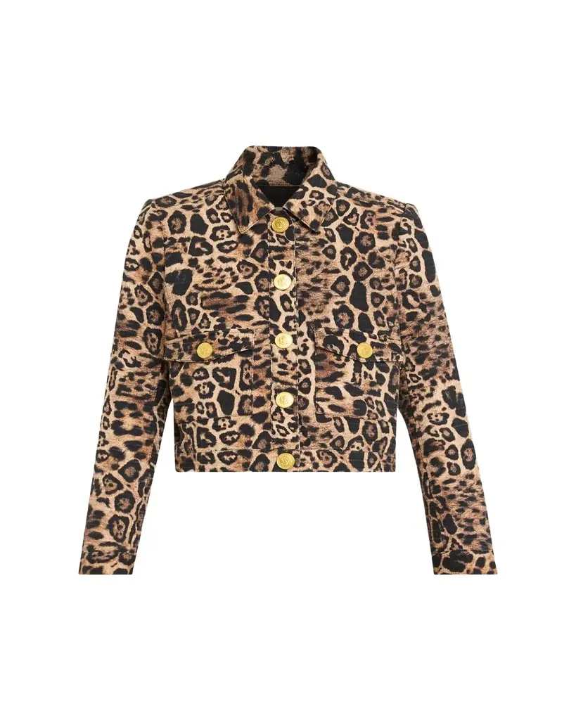 L'Agence Nyx Leopard Tweed Cropped Jacket