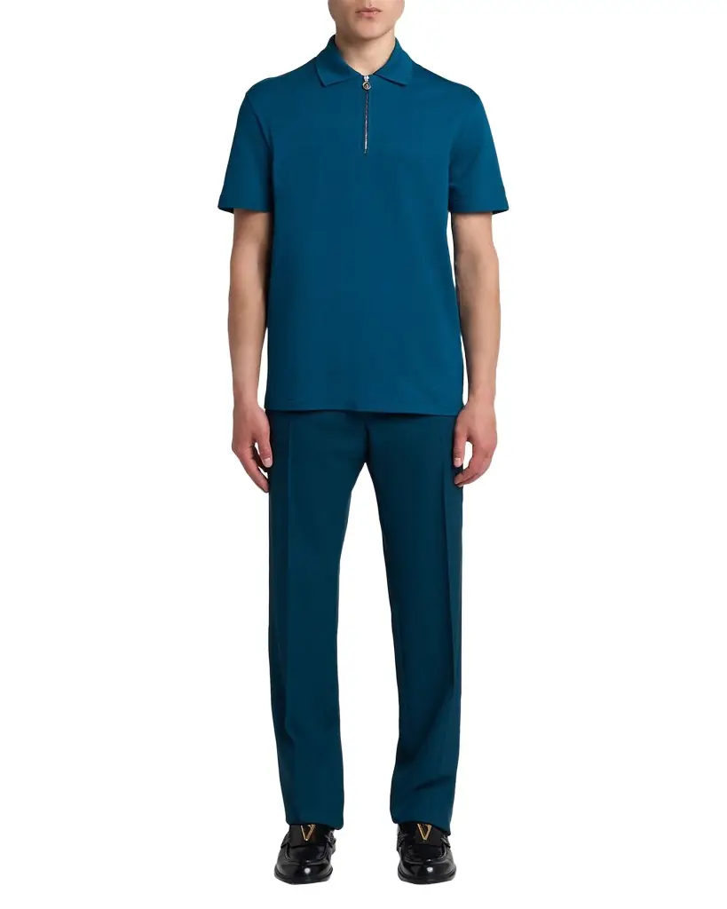 Versace Men 's Medusa Zip Pique Polo Shirt