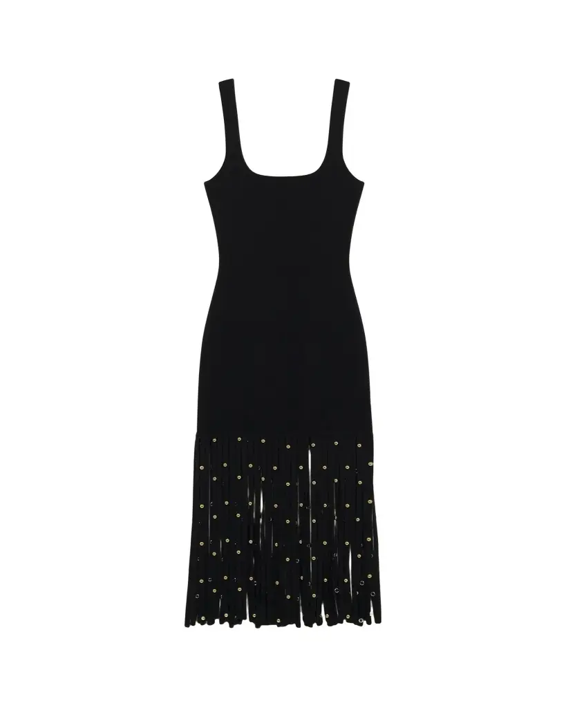 SIMKHAI Romelia Fringe Knit Midi Dress