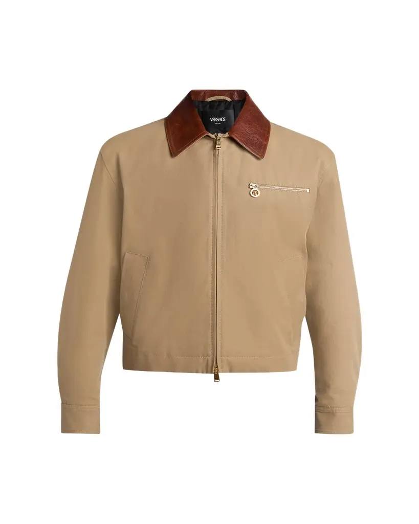 Versace Men's Leather Collar Blouson Jacket