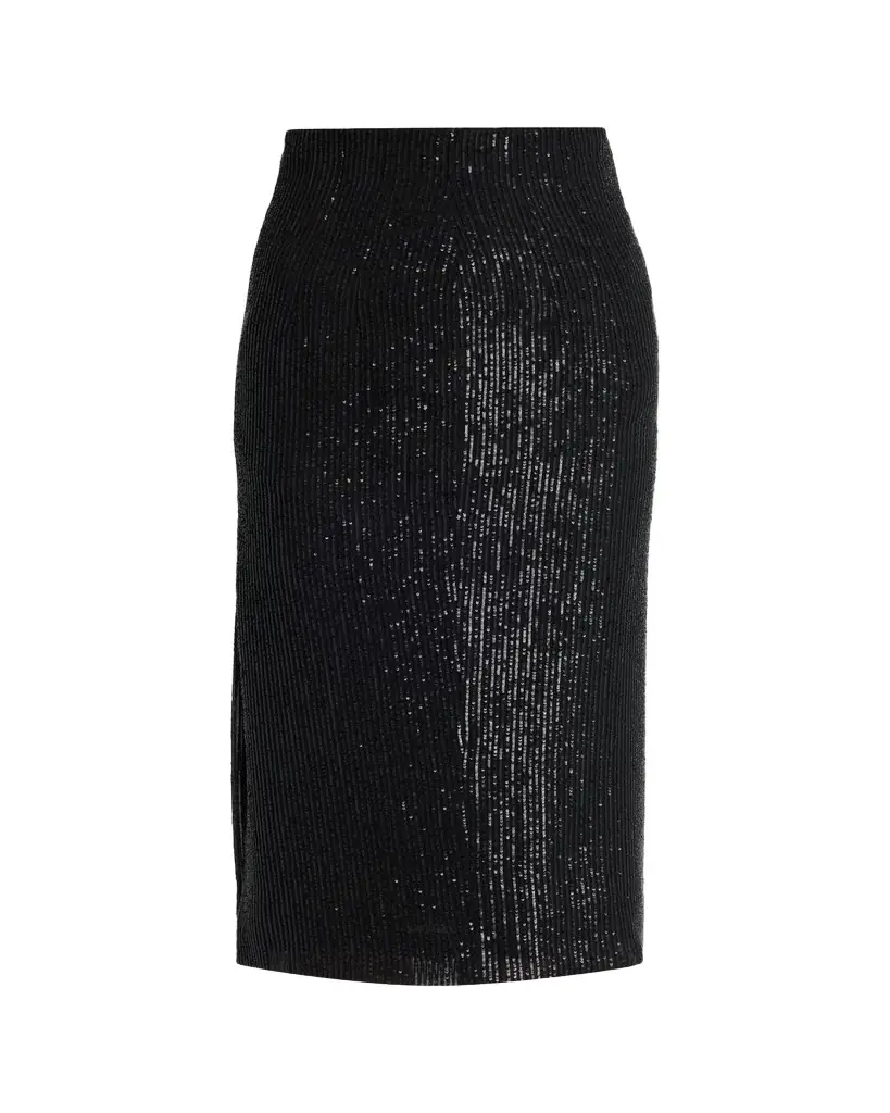 Kiton Striped Sequined Midi Pencil Skirt