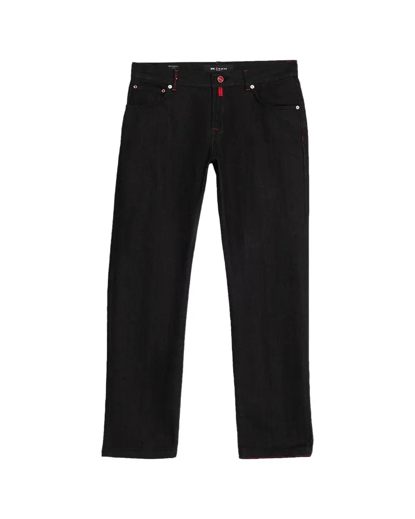 Kiton Men's Black Wash Straight-Fit Jeans