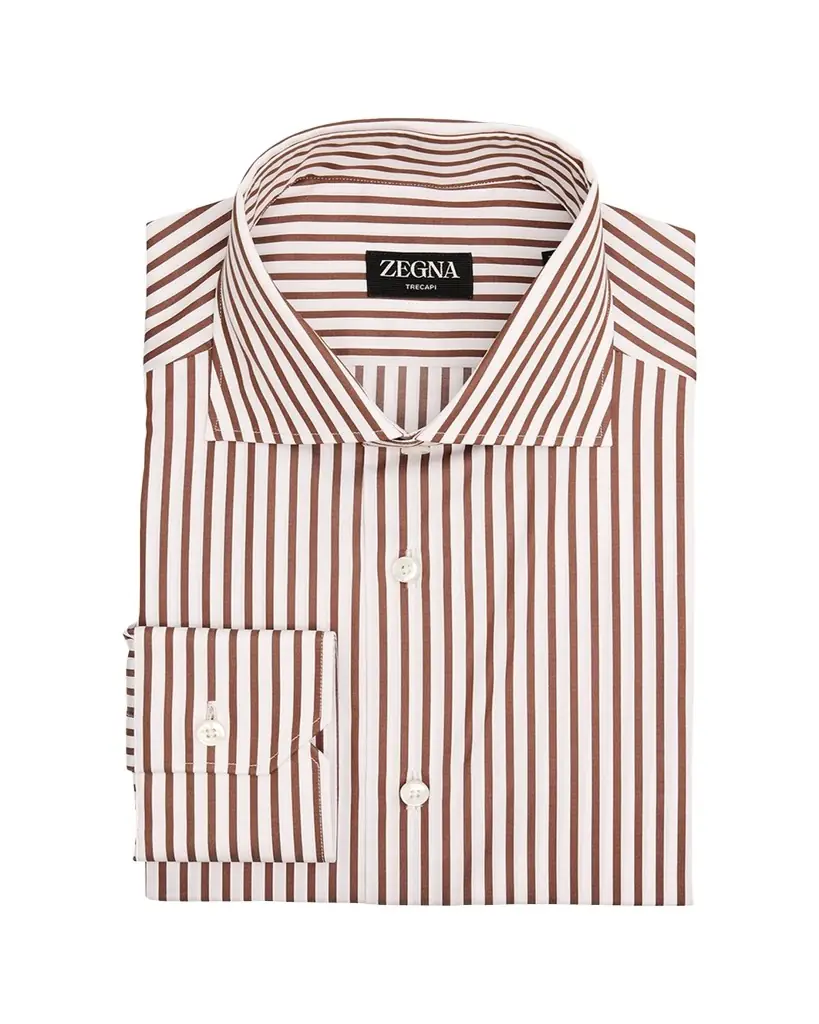 ZEGNA Men's Trecapi Cotton Bengal Stripe Dress Shirt