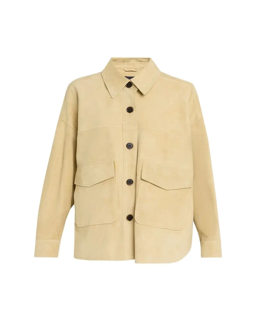 Arma Kaylee Button-Down Lambskin Suede Jacket