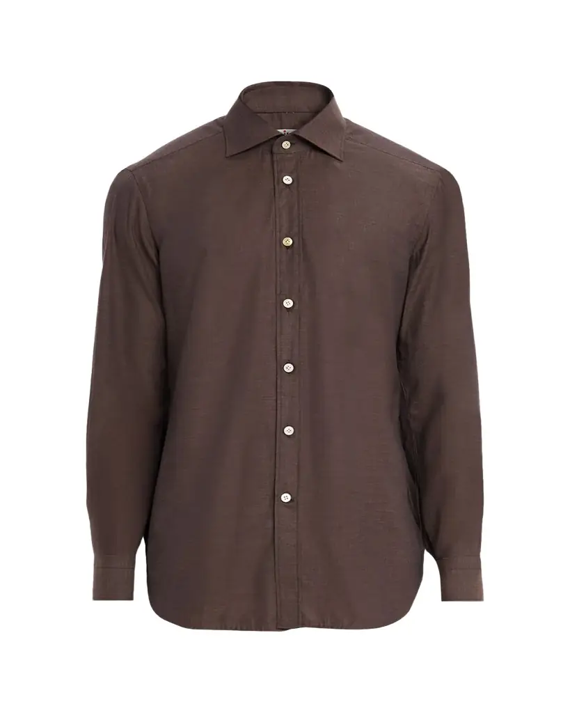 Kiton Men's Cotton Micro-Herringbone Sport Shirt