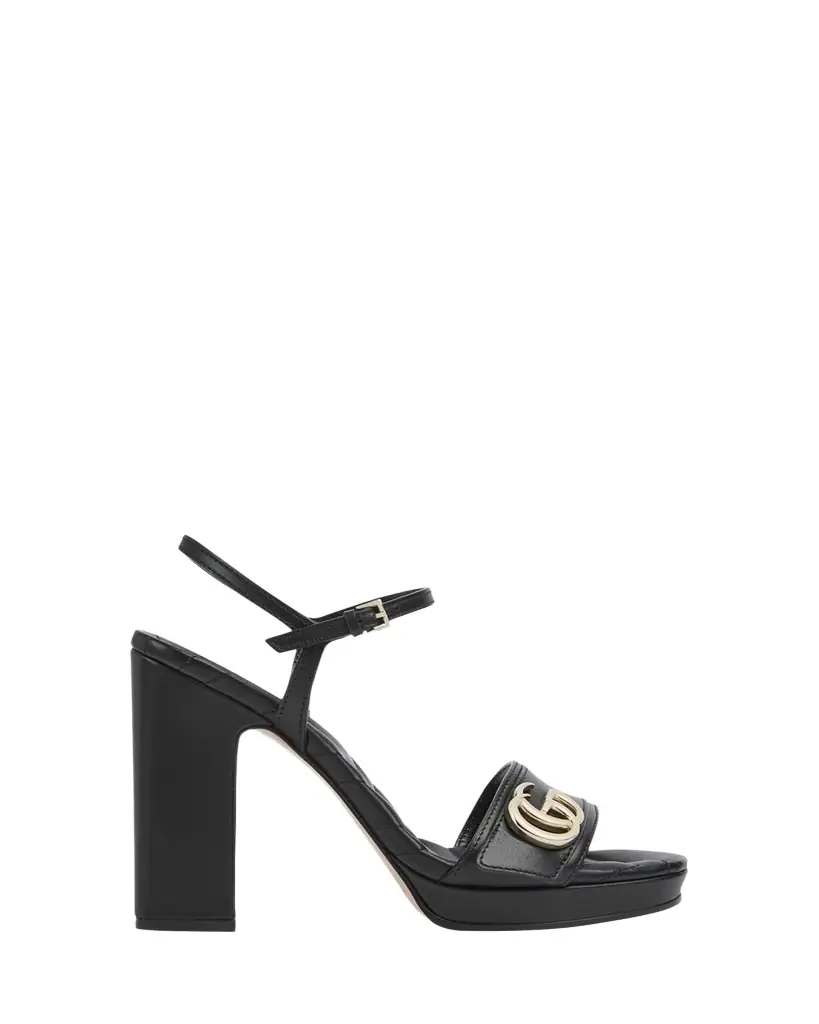 Gucci 95mm GG Marmont Leather Platform Sandals