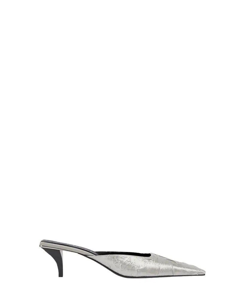 Gucci 55mm Textured Metallic Silk Mule Pumps