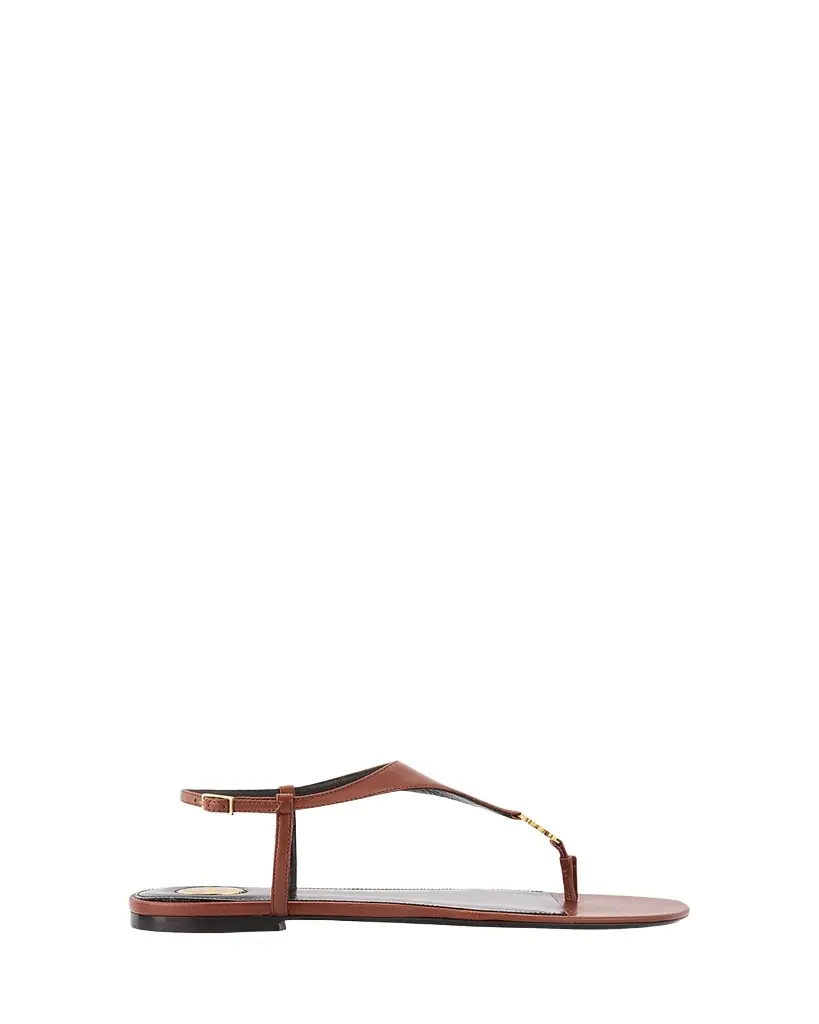 Saint Laurent Cassandra YSL Smooth Leather Sandals