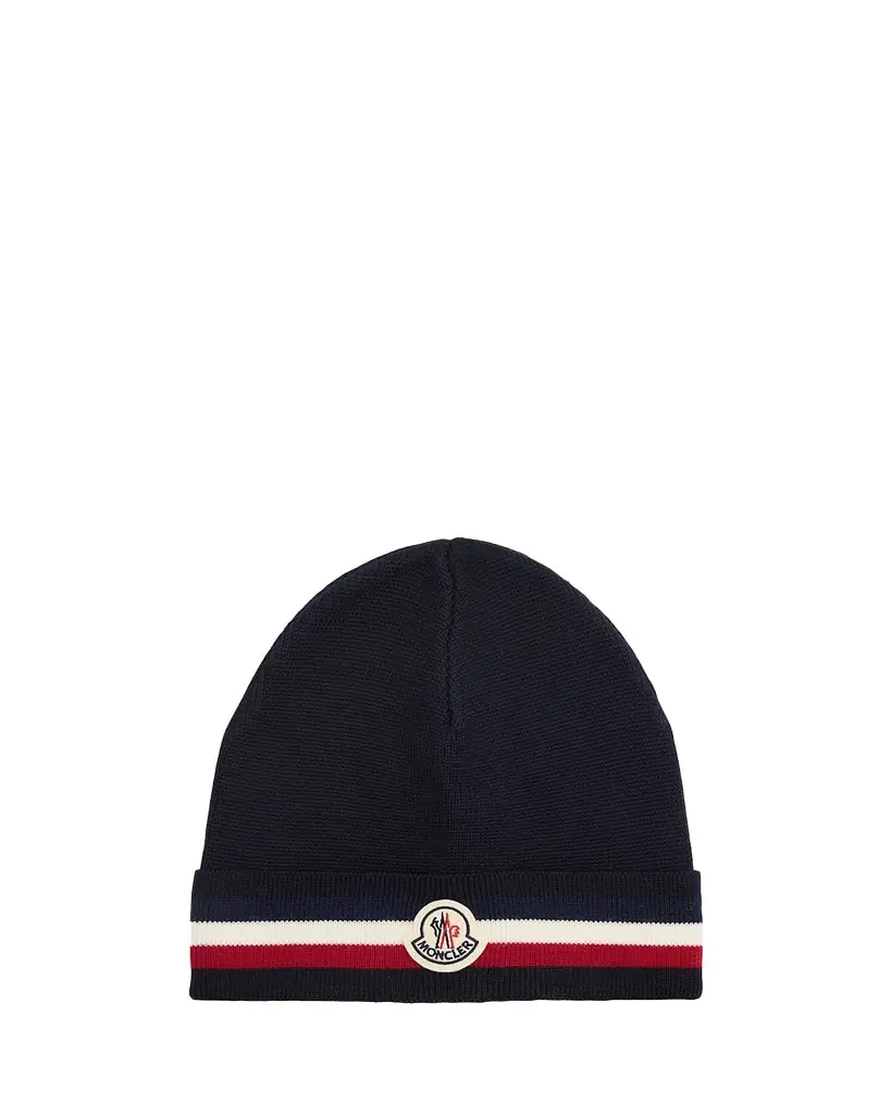 Moncler Men's Wool Tricolor Wool Knit Beanie Hat