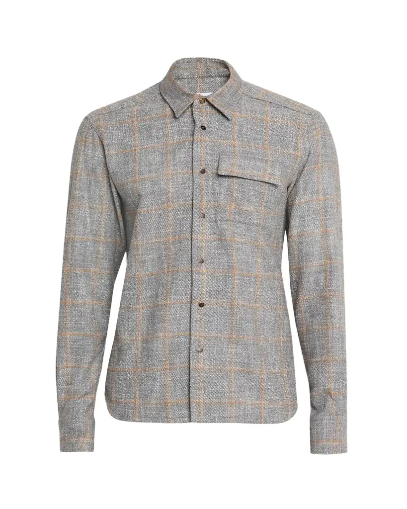 Kiton Men's Windowpane Snap-Front Overshirt