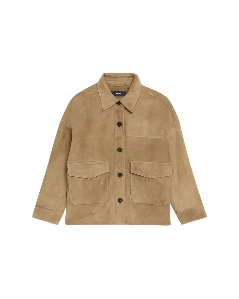 Arma Kaylee Button-Down Lambskin Suede Jacket