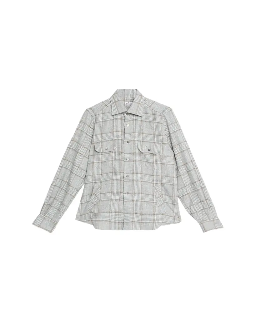 Kiton Men's Wool-Blend Plaid Overshirt with Pockets