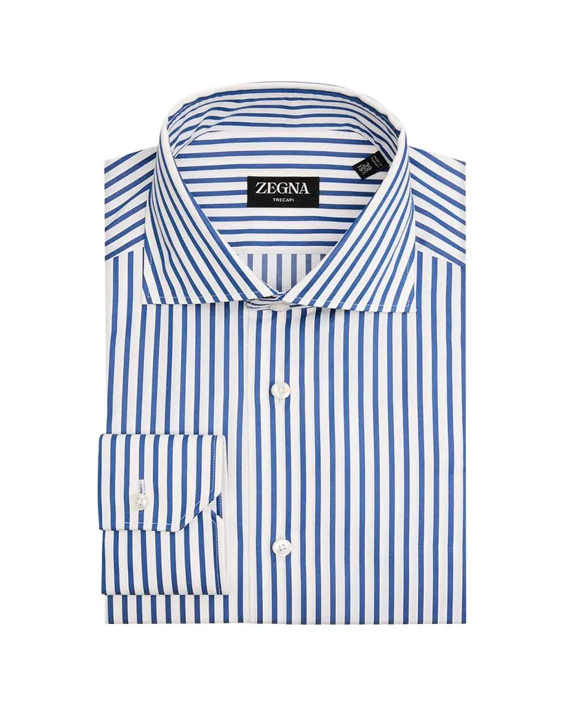 ZEGNA Men's Trecapi Cotton Bengal Stripe Dress Shirt