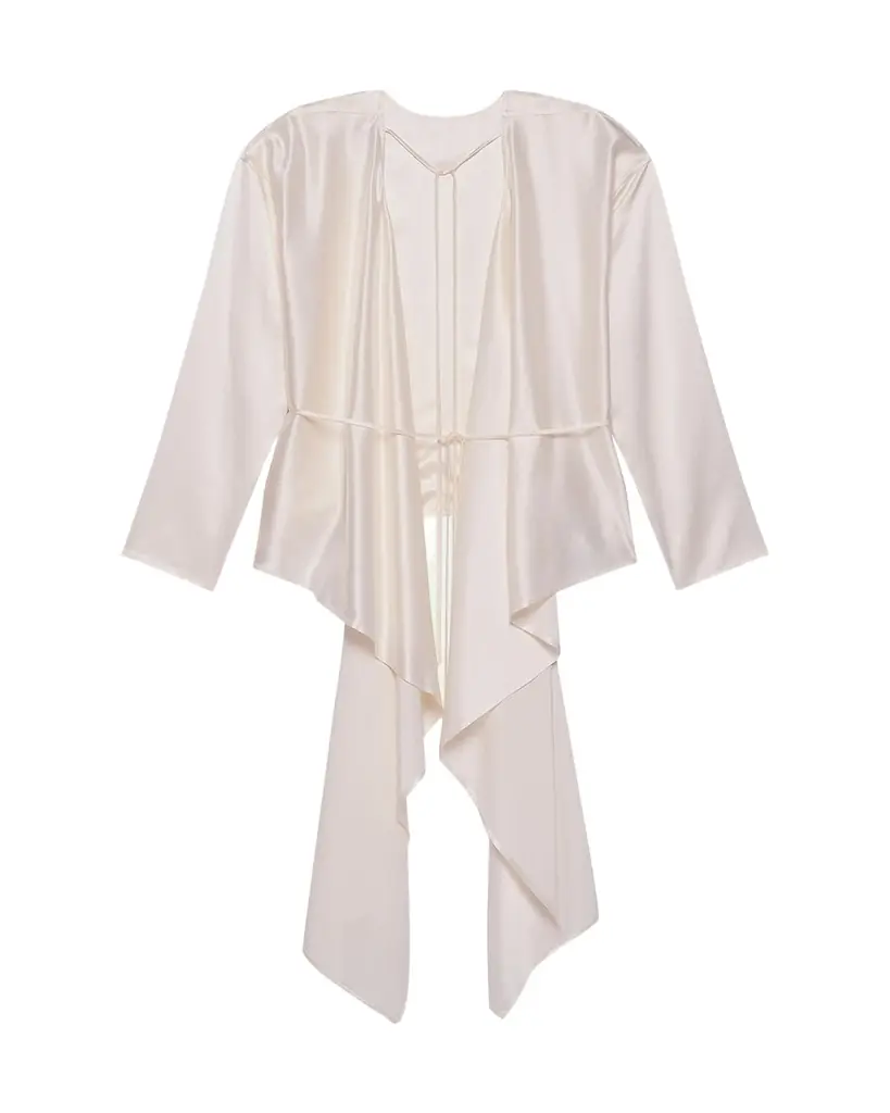 Helmut Lang Draped Silk Satin Scarf Top