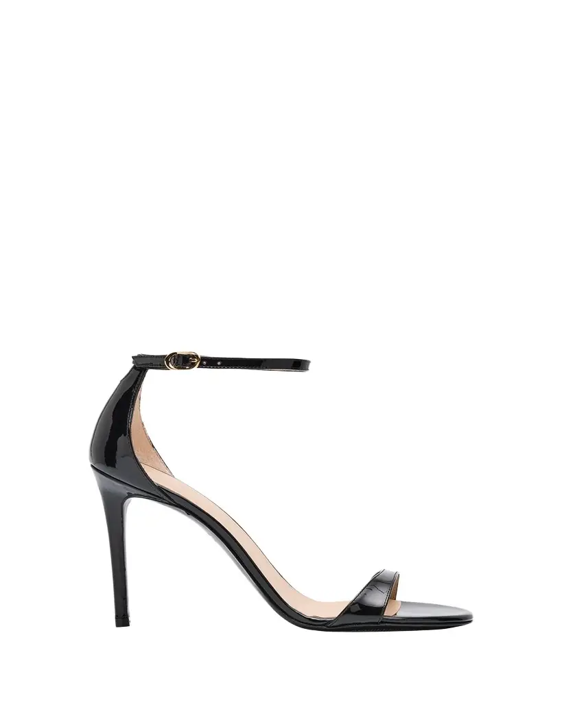 Stuart Weitzman Nudist II Patent Ankle-Strap Sandals