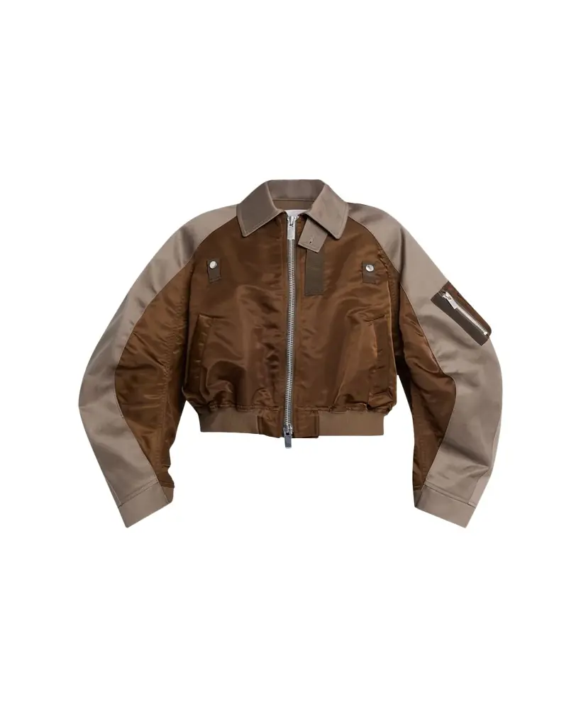 SACAI Mixed-Media Cotton Chino And Nylon Bomber Jacket