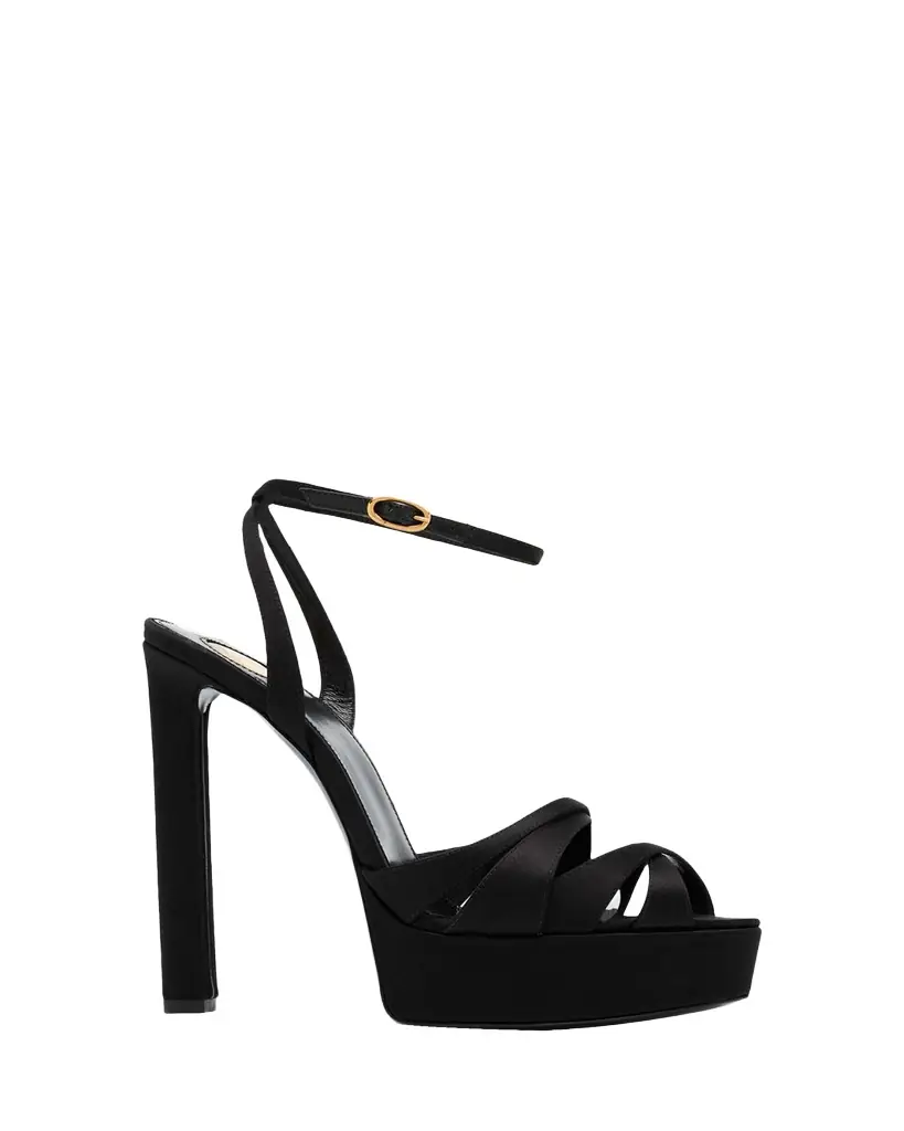 Saint Laurent 110mm Chandelle Satin Platform Sandals - Women's Shoes