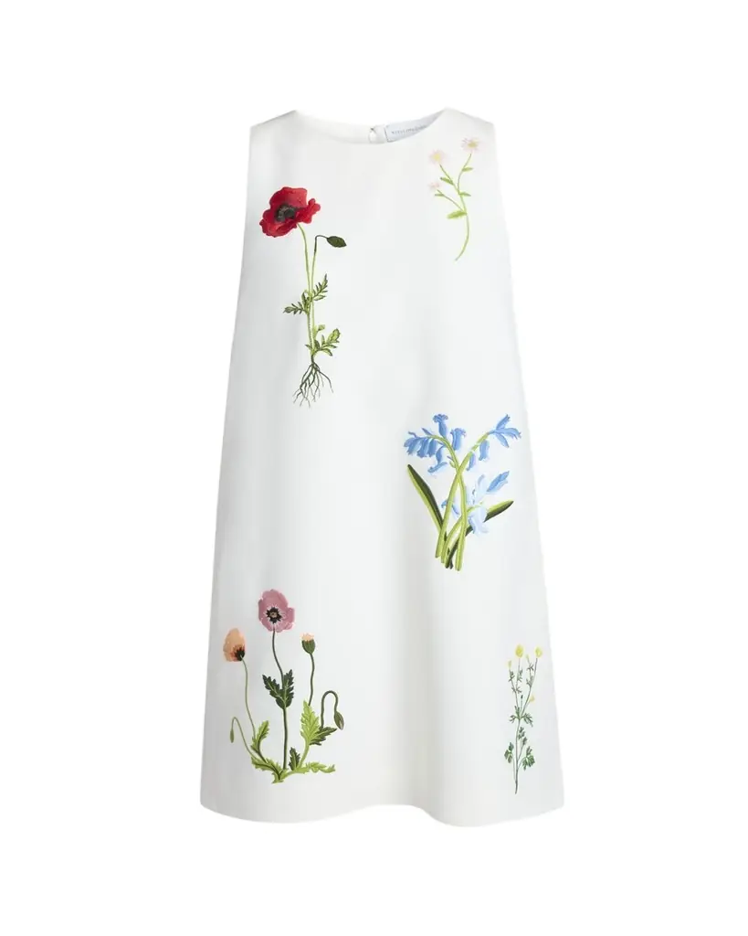 Stella McCartney Floral Embroidered Sleeveless Mini Shift Dress