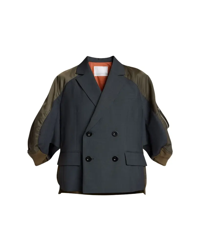 SACAI Mixed-Media Suiting Bomber Jacket
