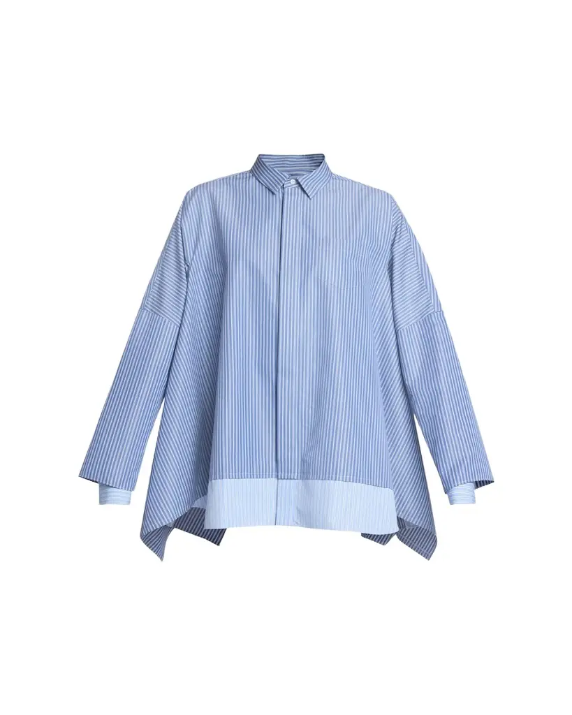 SACAI Striped Poplin Oversized Button-Down Shirt