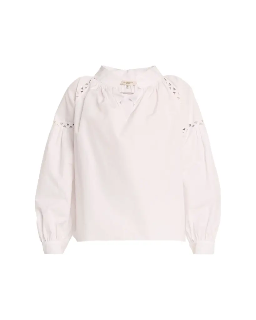 Lafayette 148 New York Soutache-Inset Cotton Poplin Shirt