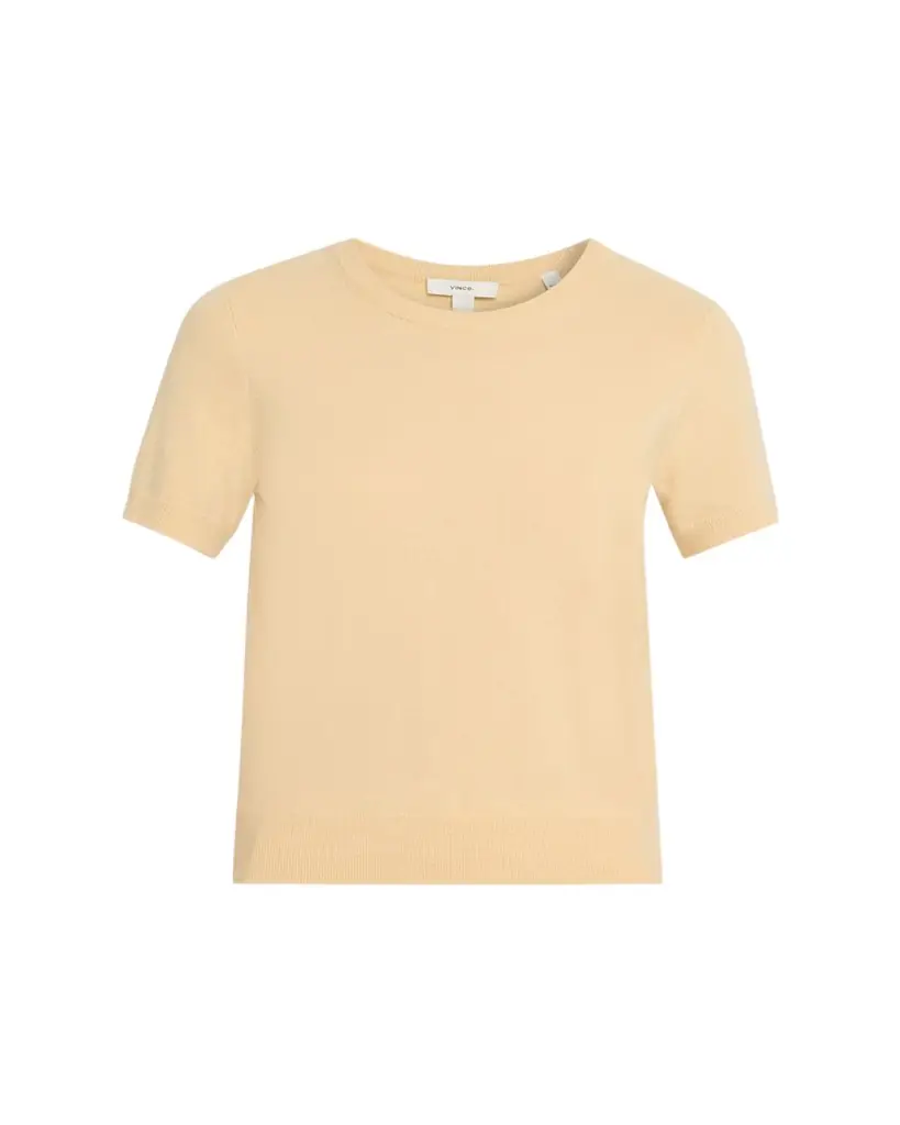 Vince Cashmere-Blend Short-Sleeve Crewneck Sweater