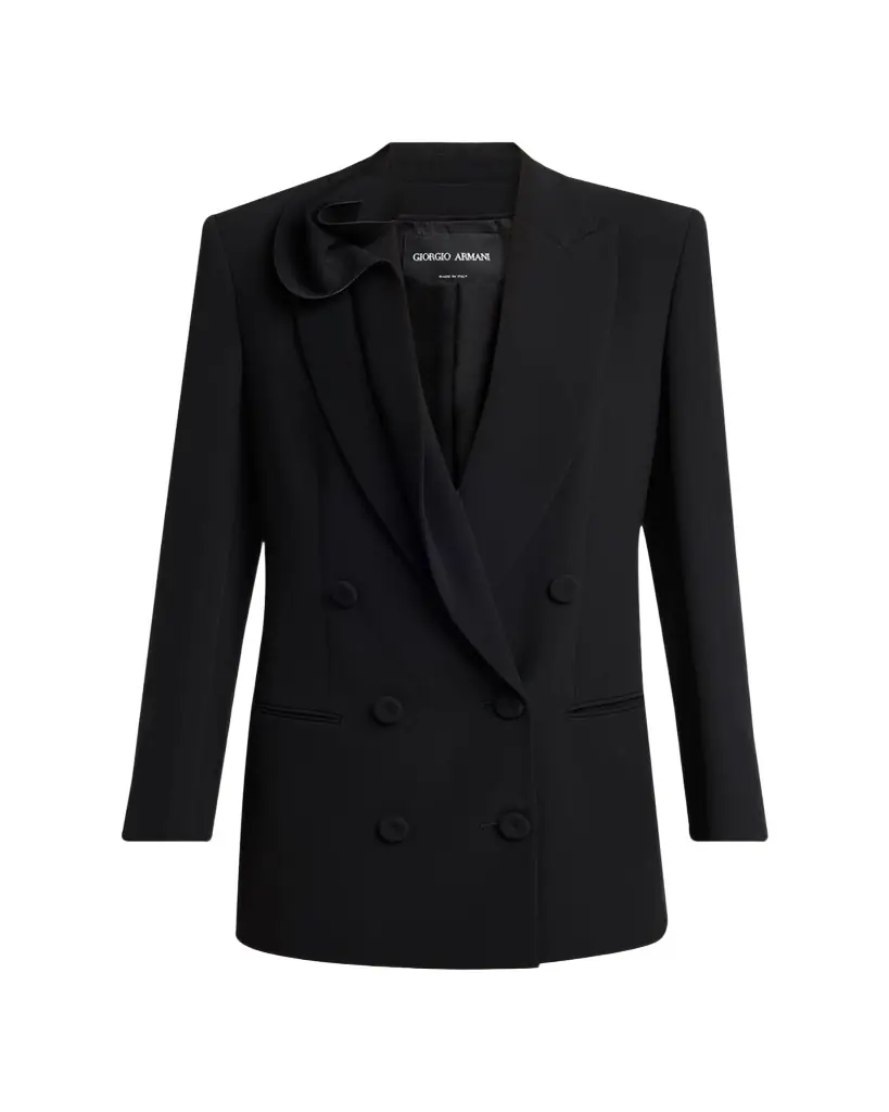 Giorgio Armani Rosette Lapel Double-Breasted Blazer Jacket