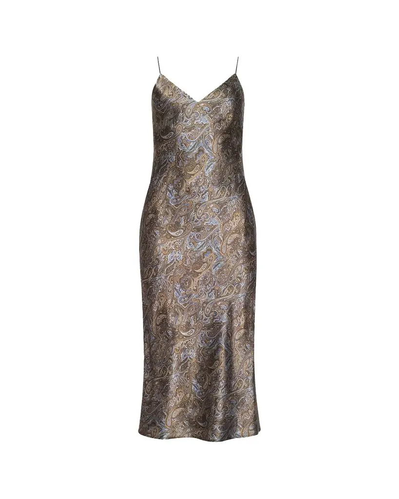 L'Agence Seridie Paisley Mid-Length Slip Dress