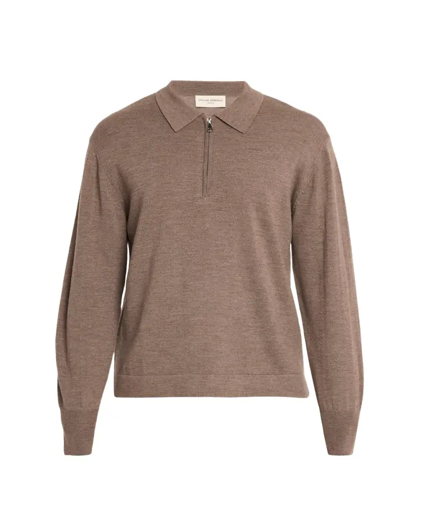Officine Generale Men's Bene Merino Wool Quarter-Zip Polo Sweater