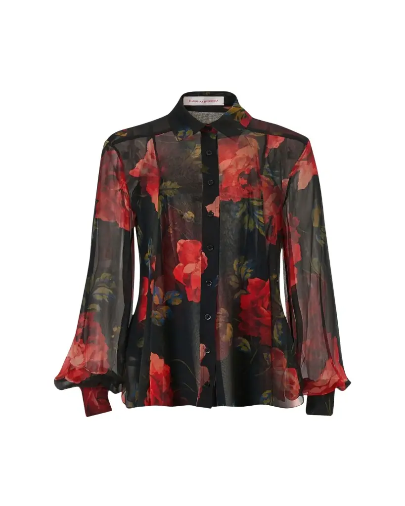 Carolina Herrera Isabella Rose Silk Organza Button-Down Top