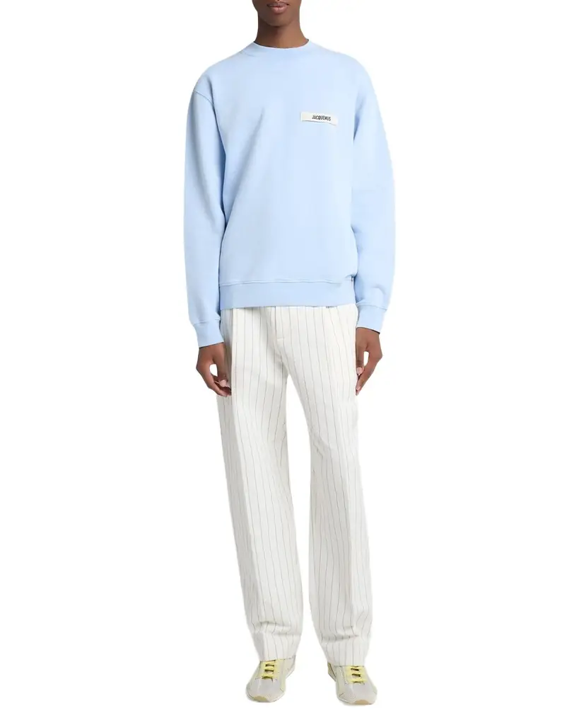 Jacquemus Men 's Grosgrain Logo Cotton Sweatshirt