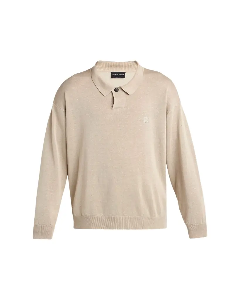 Giorgio Armani Men's Linen-Blend Polo Sweater