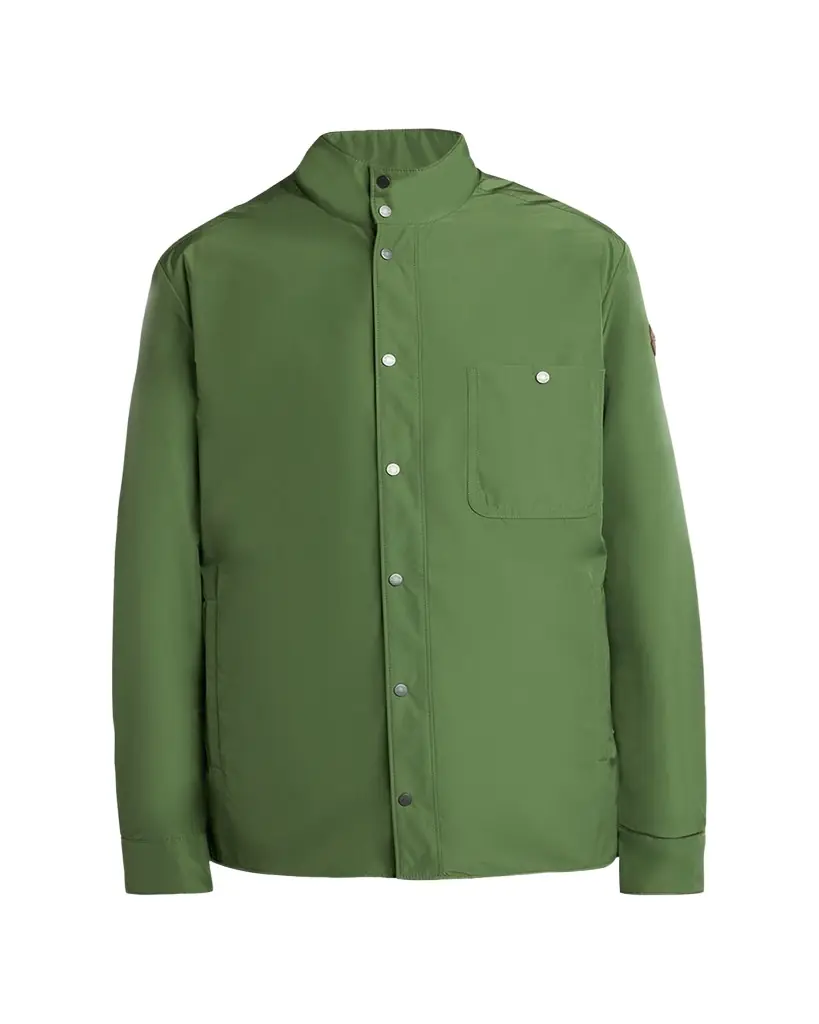 Moncler Men's Lascax Polyester Shirt Jacket with Leather Logo