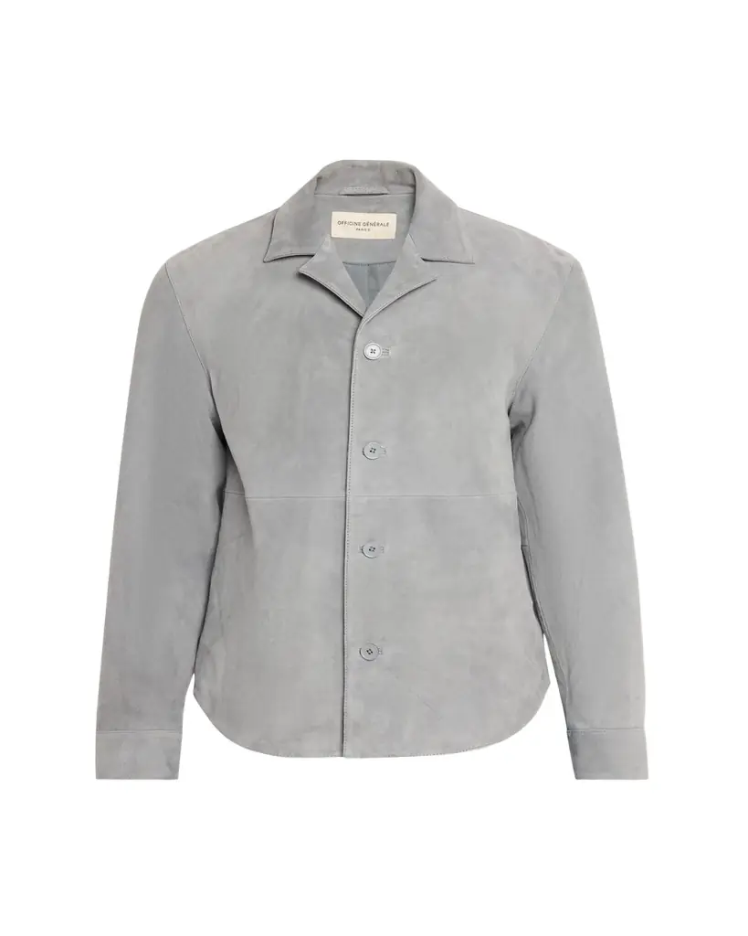 Officine Generale Men's Grey Suede Julien Overshirt
