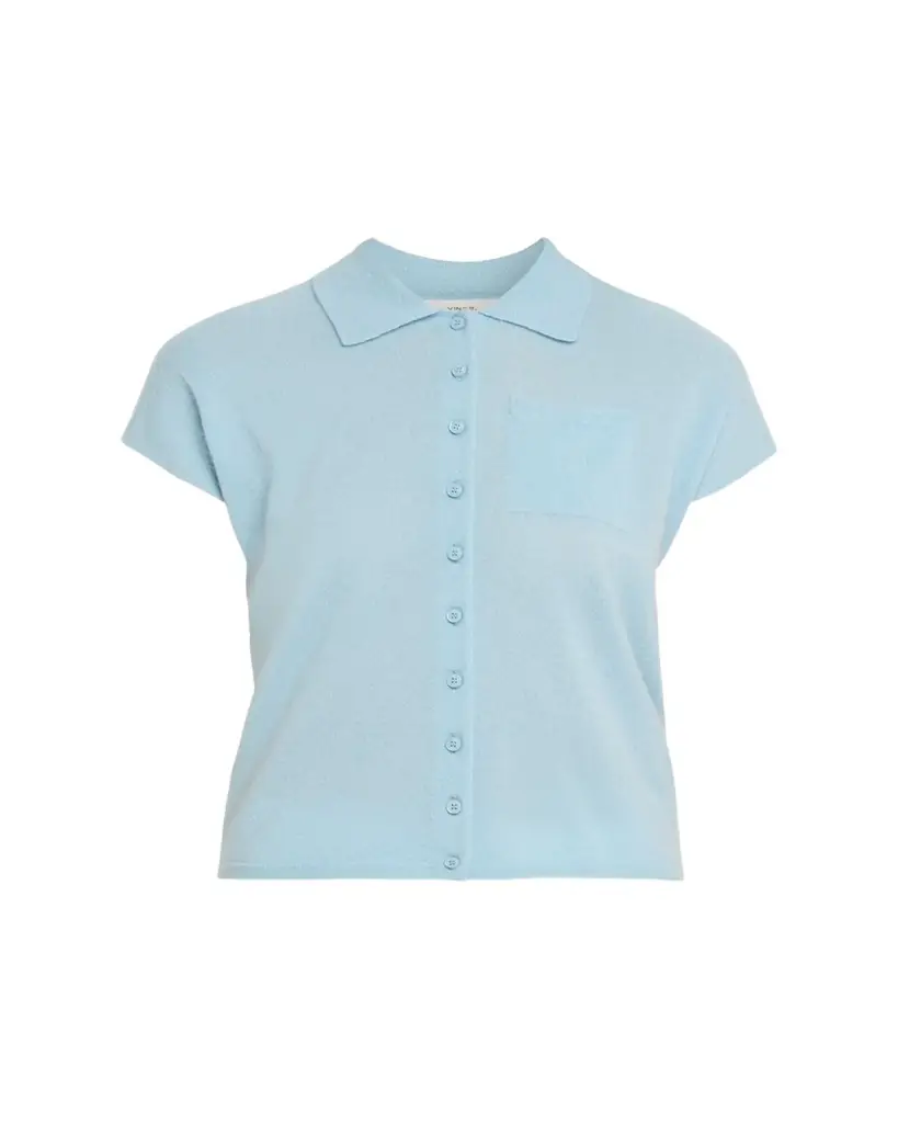 Vince Short-Sleeve Cashmere-Blend Polo Sweater