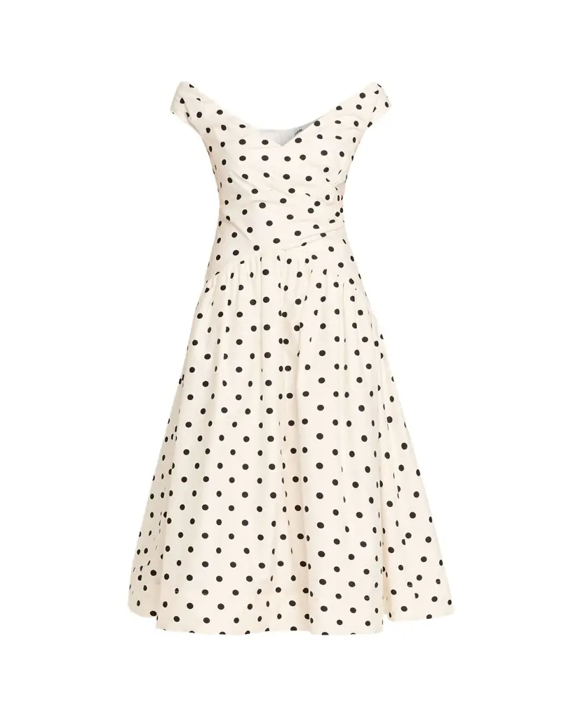 Self-Portrait Polka-Dot Cotton Midi Dress