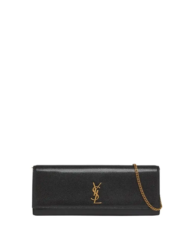 Saint Laurent Kate YSL Pebbled Leather Clutch Bag