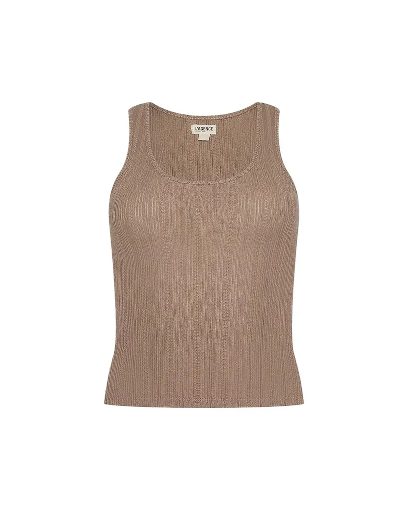L'Agence Adira Pointelle Scoop-Neck Tee