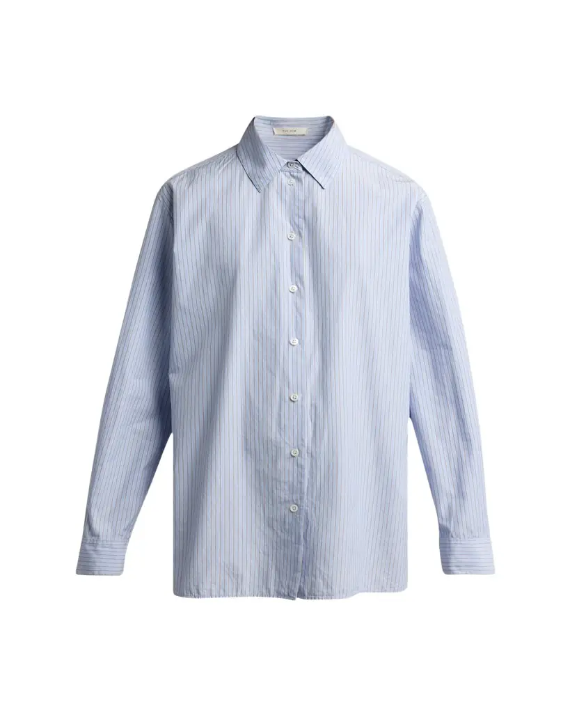 THE ROW Sisilia Striped Cotton Poplin Button-Front Shirt