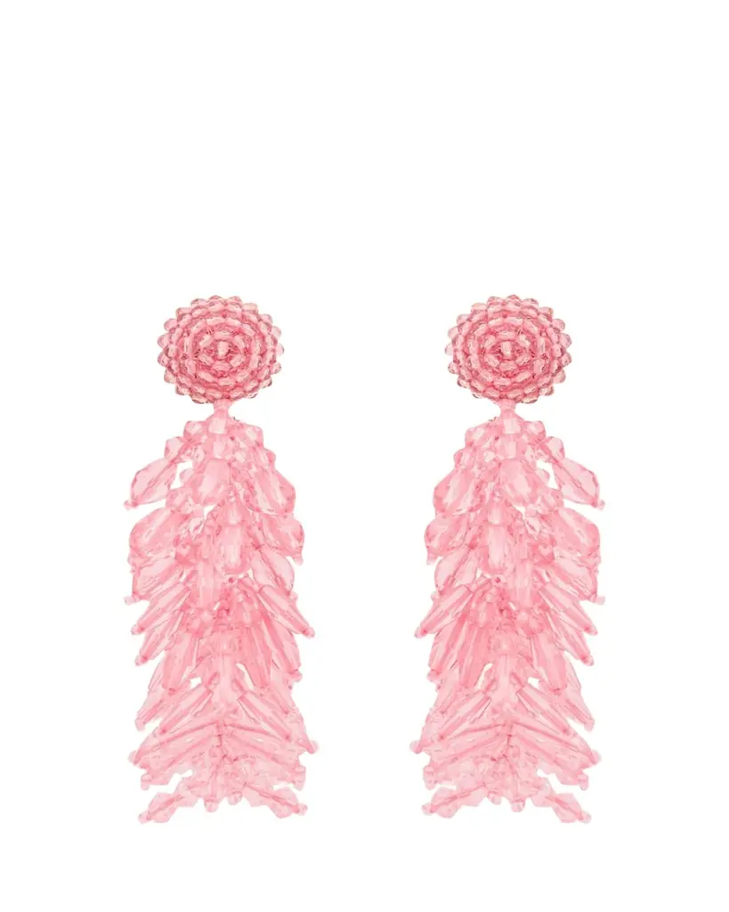 Oscar de la Renta Beaded Cascade Tassel Clip-On Earrings